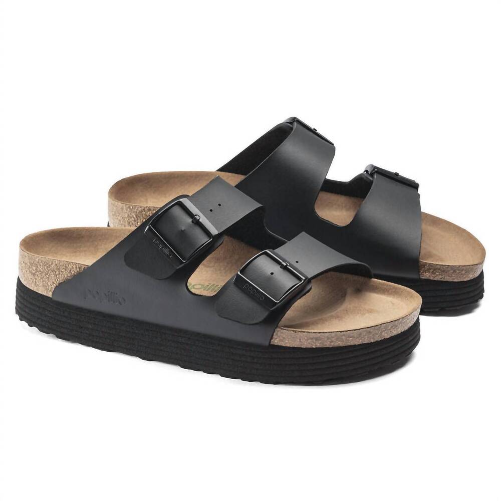 NEW BIRKENSTOCK women's arizona platform vegan sandals in black - Picture 3 of 5
